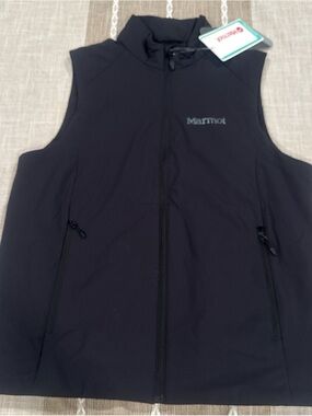 Marmot Black Sleeveless Softshell Vest with Subtle Logo